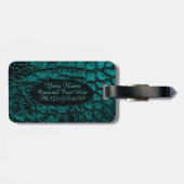 Étiquette À Bagage Alligator Turquoise Faux Cuir (Dos horizontal)