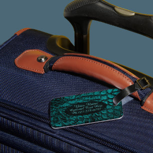 Étiquette À Bagage Alligator Turquoise Faux Cuir