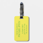 Étiquette À Bagage Alligator vert jaune Crocodile Gator Croc Animal (Dos Vertical)