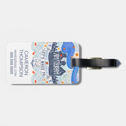 Étiquette À Bagage Allons à Amsterdam (Dos horizontal)