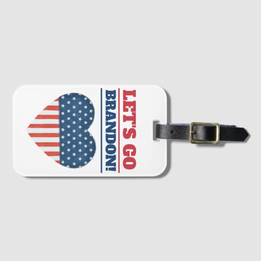 Étiquette À Bagage "Allons Brandon !" Drapeau Heart American (Devant Horizontal)