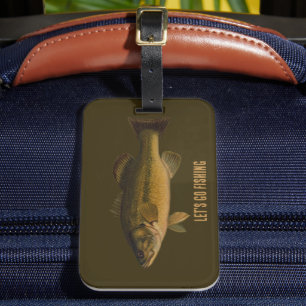 Étiquette À Bagage Allons Pêcher Bass à Grande Bouche Poisson
