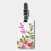 Étiquette À Bagage Aloha bagage tropical hawaïen de fleurs (Devant Vertical)