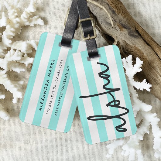 Étiquette À Bagage Aloha | Bleu de piscine personnalisé