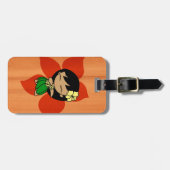 Étiquette À Bagage Aloha bois hawaïen de Faux de fille de danse (Devant horizontal)