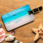 Étiquette À Bagage Aloha Citation Turquoise Ocean Sandy Beach Photo<br><div class="desc">"Tu m'as eu à 'aloha'." Rappelez-vous l'odeur de sel frais de l'air marin chaque fois que vous utilisez cette étiquette photo impressionnante et colorée. Découvrez et explorez la solitude d'une plage hawaïenne vide. Fait un grand cadeau de ménage! Vous pouvez facilement personnaliser cette étiquette de bagage plus je propose également...</div>