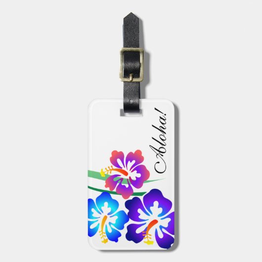 Étiquette À Bagage Aloha Hawaiian Hibiscus Fleurs (Devant Vertical)