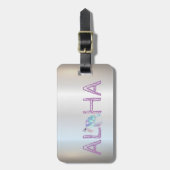 Étiquette À Bagage Aloha Hawaiian Parties scintillant Turtle, Argent (Devant Vertical)