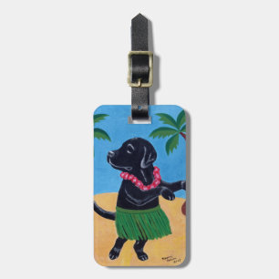 Étiquette À Bagage Aloha peinture noire de Labrador