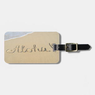 Étiquette À Bagage Aloha signe sur le sable de la plage