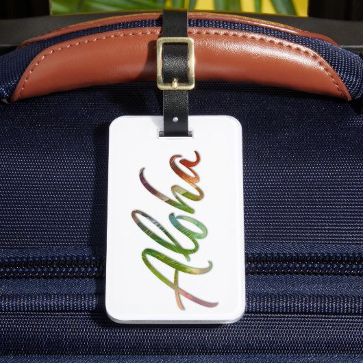 Étiquette À Bagage Aloha Tropical Feuille Lettering - Hawaii Letterin (Insitu Rectoal 2)