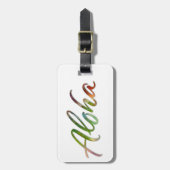 Étiquette À Bagage Aloha Tropical Feuille Lettering - Hawaii Letterin (Devant Vertical)