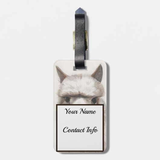 Étiquette À Bagage Alpaca souriant bagage Llama ID bagage (Dos Vertical)