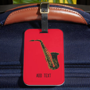 Étiquette À Bagage Alto Saxophone sur Rouge Personnalisable