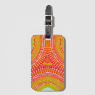 Étiquette À Bagage AMARA ~ Design orange, rouge, jaune, rose et blanc