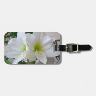 Étiquette À Bagage Amaryllis blanche et sapin de Noël