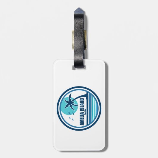 Étiquette À Bagage Amelia Island Floride Palm Tree Birds (Dos Vertical)
