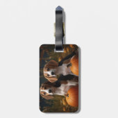 Étiquette À Bagage American Anglais Foxhound Puppy Automne Delight (Dos Vertical)