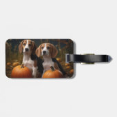 Étiquette À Bagage American Anglais Foxhound Puppy Automne Delight (Dos horizontal)