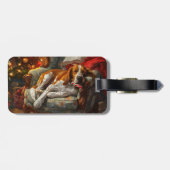 Étiquette À Bagage American English Foxhound Chien Festif de Noël (Dos horizontal)