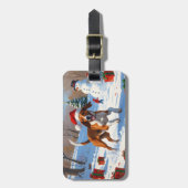 Étiquette À Bagage American English Foxhound Noël Festive Neige (Devant Vertical)