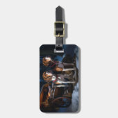 Étiquette À Bagage American English Foxhound Snowy Sleigh Noël (Devant Vertical)