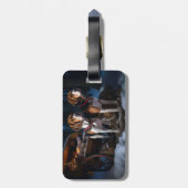 Étiquette À Bagage American English Foxhound Snowy Sleigh Noël (Dos Vertical)