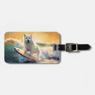 Étiquette À Bagage American Eskimo Beach Surf Peinture