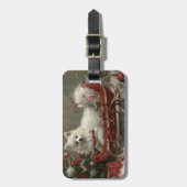 Étiquette À Bagage American Eskimo Chien Festif de Noël (Devant Vertical)