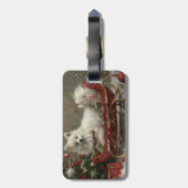 Étiquette À Bagage American Eskimo Chien Festif de Noël (Dos Vertical)