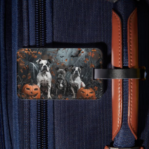 Étiquette À Bagage American Staffordshire Chien de nuit d'Halloween