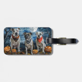 Étiquette À Bagage American Staffordshire Halloween Éffrayant (Dos horizontal)