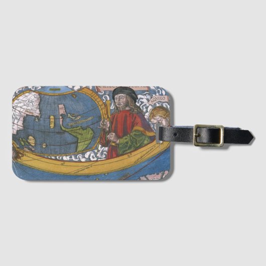 Étiquette À Bagage Amerigo Vespucci Explorer sur une carte des Amériq (Devant Horizontal)