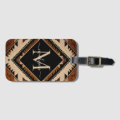 Étiquette À Bagage Amérindien Culture Boho Style Monogramme (Devant Horizontal)