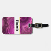 Étiquette À Bagage Améthyste Violet Et Agate Abstrait Or (Devant horizontal)