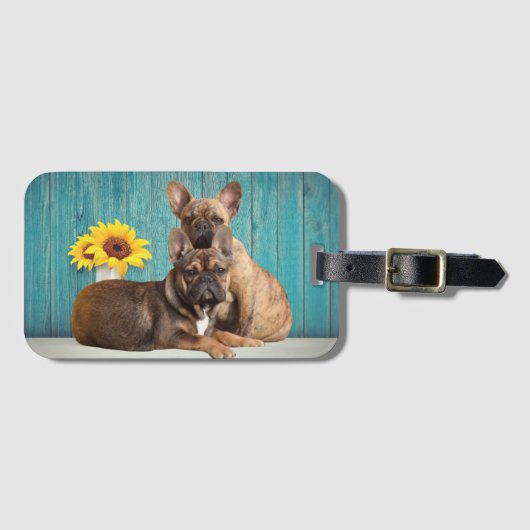 Étiquette À Bagage Amis Bouledogues Français French Bulldog (Devant Horizontal)