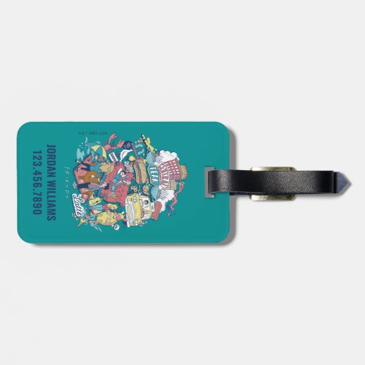 Étiquette À Bagage AMIS™ | Collage de dessin (Dos horizontal)