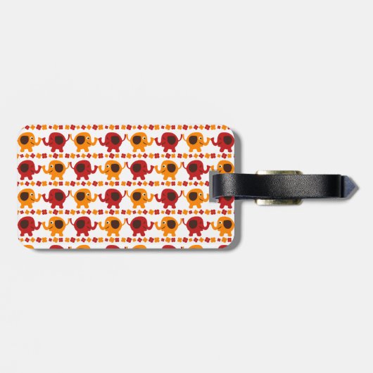 Étiquette À Bagage Amis oranges rouges mignons d'éléphant tenant des (Dos horizontal)
