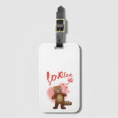 Étiquette À Bagage amour amour amour panda rouge (Devant Vertical)