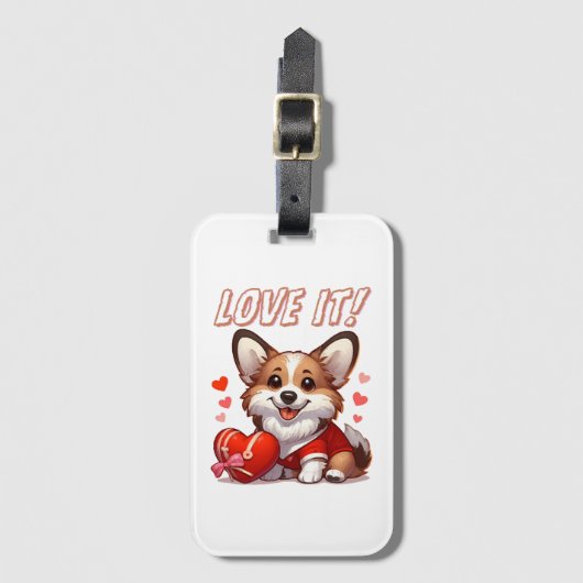 Étiquette À Bagage Amour de Corgi Mignon (Devant Vertical)