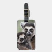 Étiquette À Bagage **"Amour de la mère : Mummy and Baby Lemur Cuddlin (Devant Vertical)