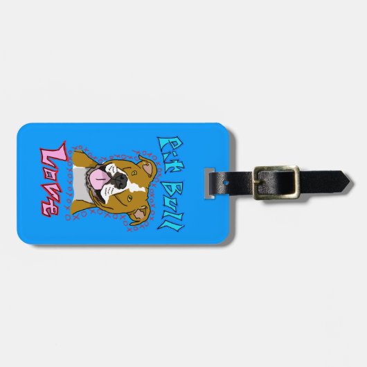 Étiquette À Bagage Amour de pitbull (Devant horizontal)