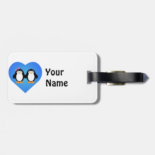 Étiquette À Bagage Amour des pingouins (Dos horizontal)