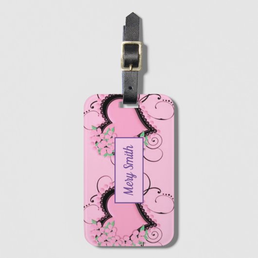 Étiquette À Bagage Amour Moderne Votre Nom (Devant Vertical)