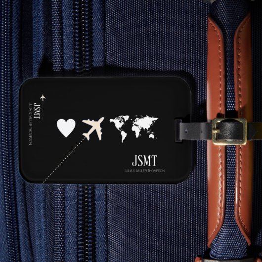 Étiquette À Bagage amour pour voyager dans le monde b/w (Insitu Rectoal 4)