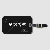 Étiquette À Bagage amour pour voyager dans le monde b/w (Devant Horizontal)