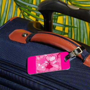 Étiquette À Bagage Amour romantique Silhouette Motif Coeurs roses