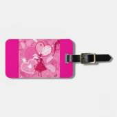 Étiquette À Bagage Amour romantique Silhouette Motif Coeurs roses (Devant horizontal)