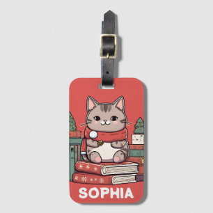 Étiquette À Bagage amoureux des chats d'amoureux du livre