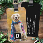 Étiquette À Bagage Amoureux des chiens photo personnalisé Monogramme<br><div class="desc">Embarquez sur vos voyages avec une touche de personnalité et un soupçon de fantaisie avec notre Tag photo moderne conçu spécialement pour les amoureux de les chiens. Que vous soyez en voyage d'affaires ou en voyage d'affaires, cette étiquette de bagage vous assure que vos effets personnels sont à la fois...</div>